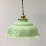Vintage suspension lamp in green opaline