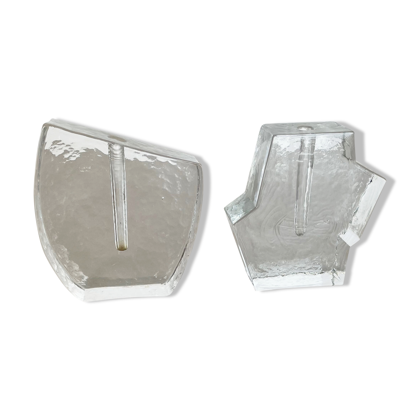 Set of 2 "brutalist" rock glass vases, germany 1970