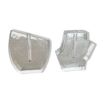 Set of 2 "brutalist" rock glass vases, germany 1970