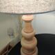 Vintage table lamp year 1980 in turned wood.