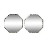Pair of bevelled mirrors 18 x 18cm