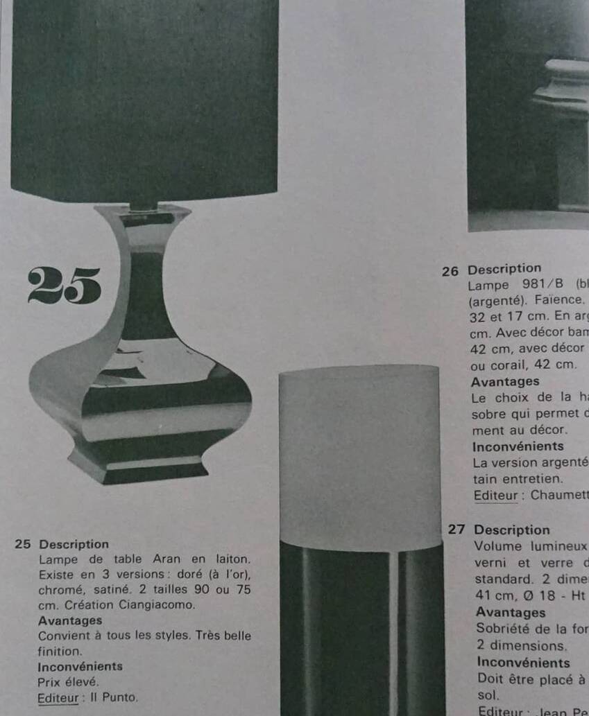 Aran table lamp in brass.Ciangiacomo creation 1970