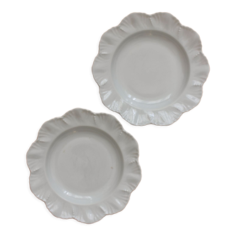 2 dessert plates in old porcelain late nineteenth
