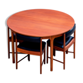 Set Table and 4 built-in chairs Scandinavian vintage 1960