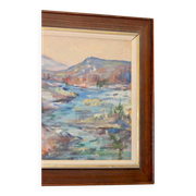 Mid-century Swedish oil painting "Abstract Landscape" – Vintage and framed