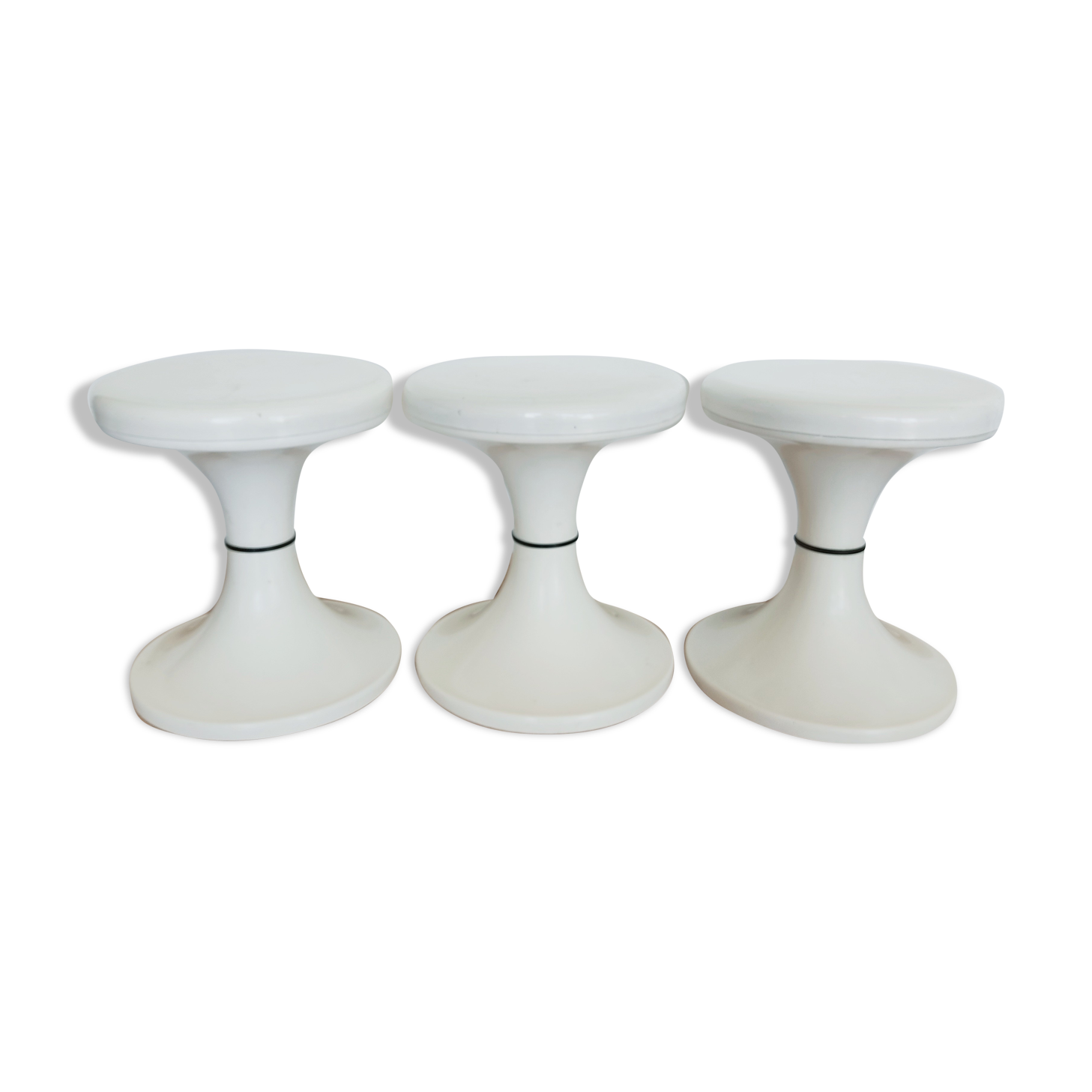 Set of 3 white tam tam stools