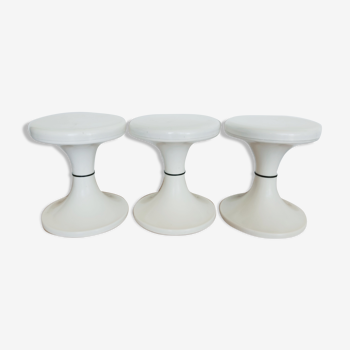 Set of 3 white tam tam stools