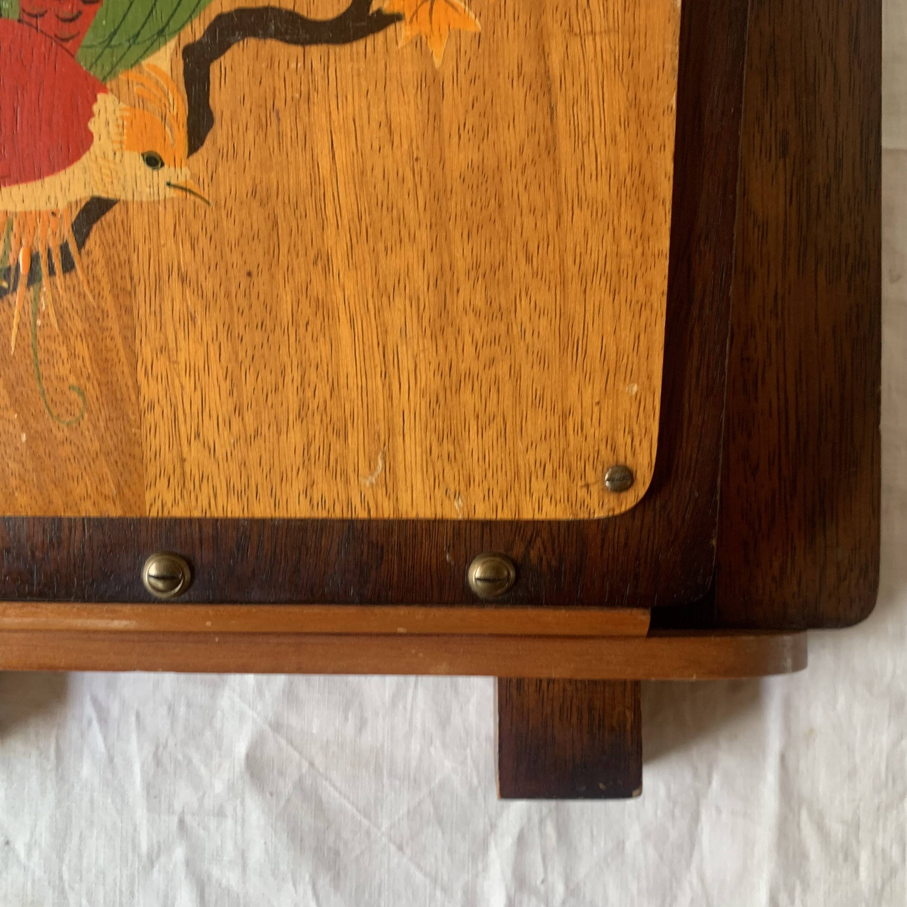 Art Deco wall mail holder in painted wood - bird decor
