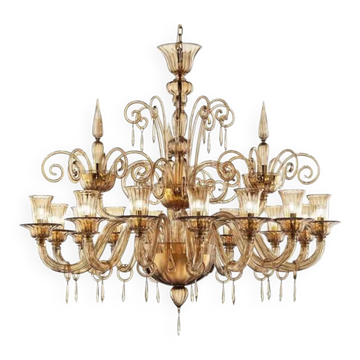 Dark Amber Pagliesco Lively Curls Murano Glass Chandelier by Simoeng for Si