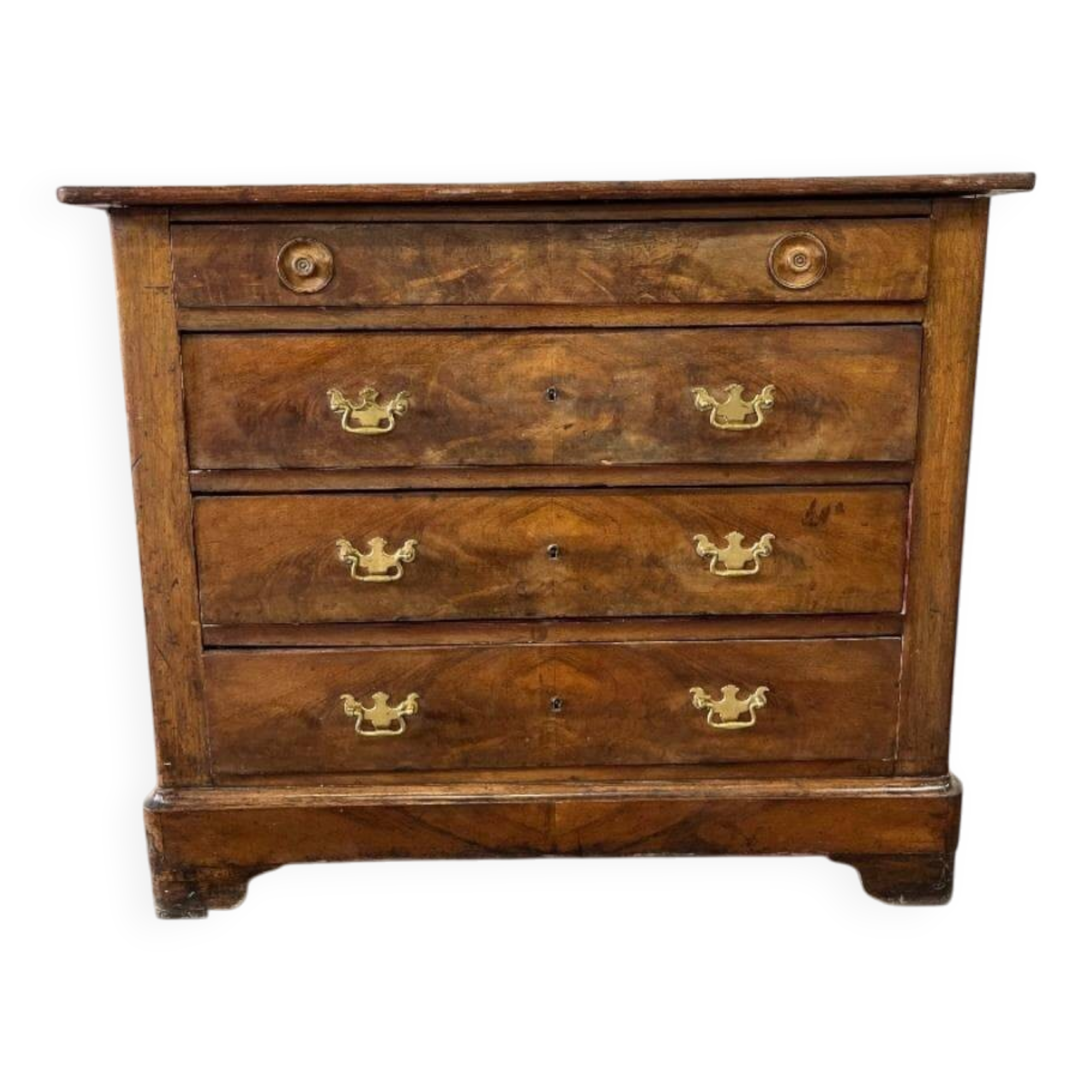 Vintage wooden chest of drawers with "gold" handles