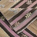 3x10 Purple & Green Modern Kilim Runner Rug, 90x315Cm