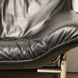 Vintage sofa by Johan Bertil Häggström for Ikéa in leather and chrome metal, 1970s