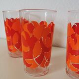verres à fleur oranges années 70