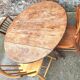 Antique round farmhouse table, modular vintage furniture