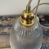 Vintage holophane glass pendant lamp