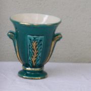 Vase amphore en céramique émaillée verte