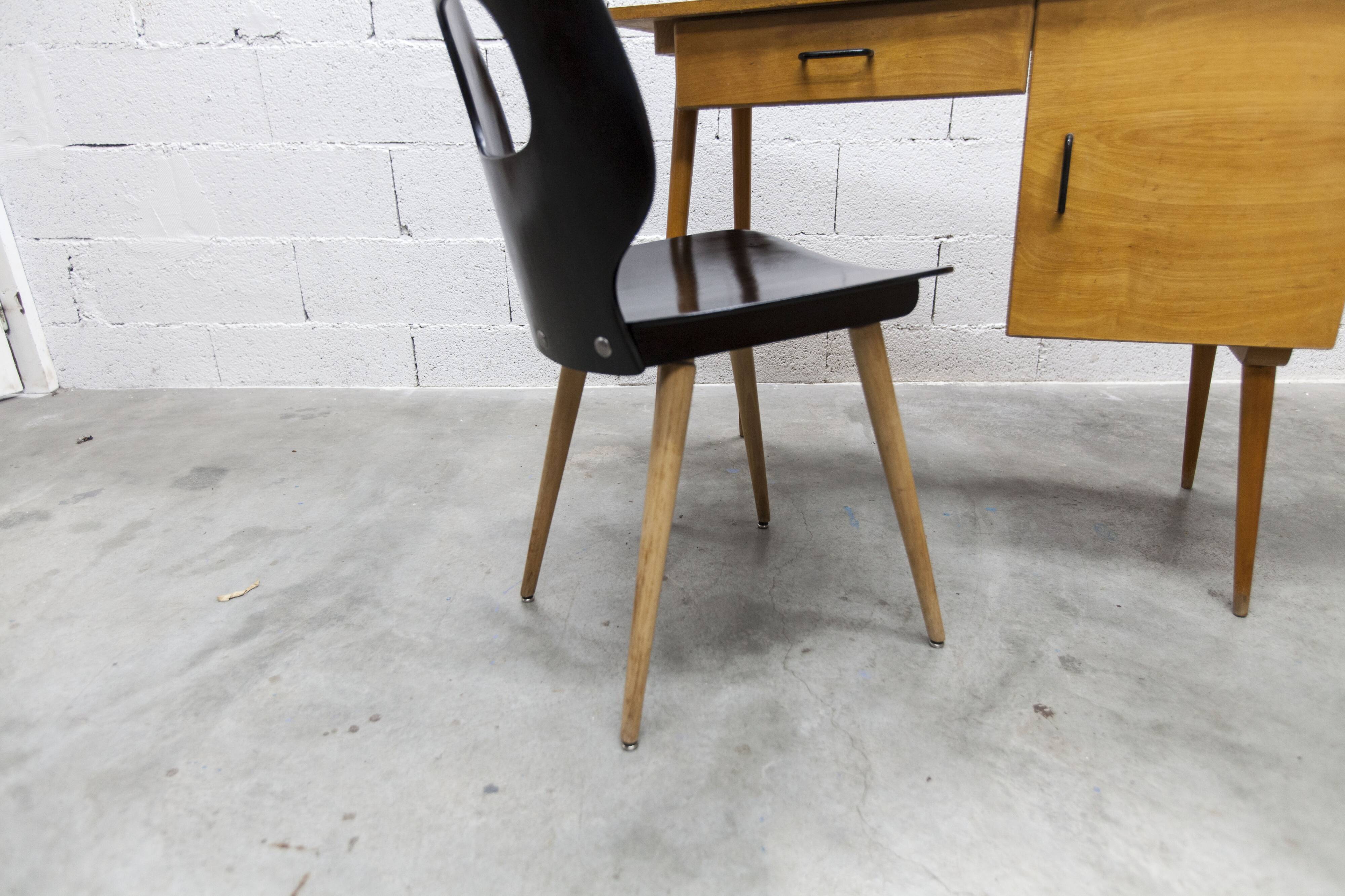 Ensemble bureau et chaise "Oeil" Baumann 1960