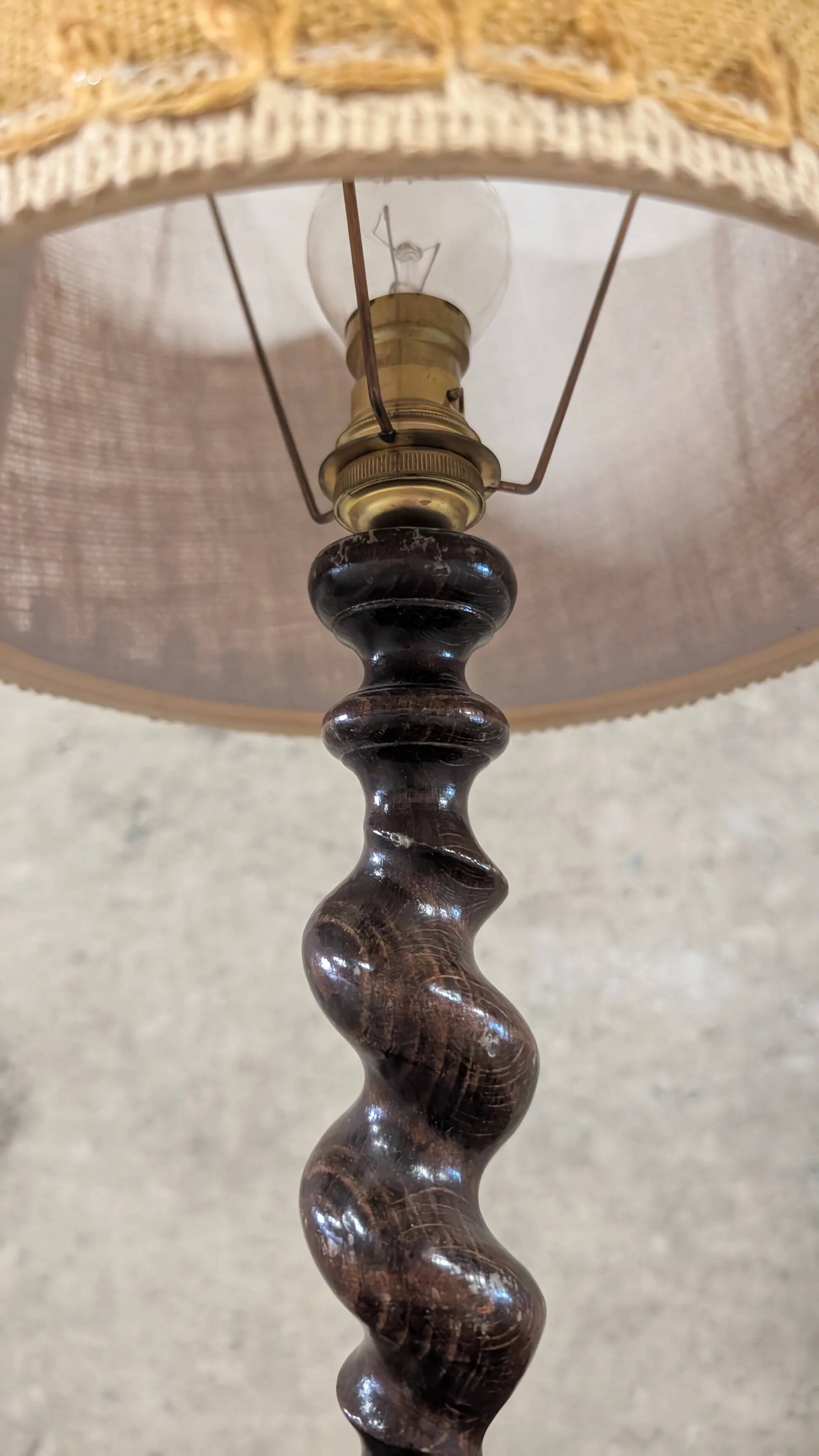 Pair of turned wood lamps