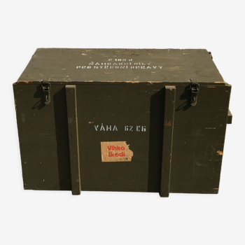 Boîte de rangement en bois militaire vintage 1965 Tchécoslovaquie