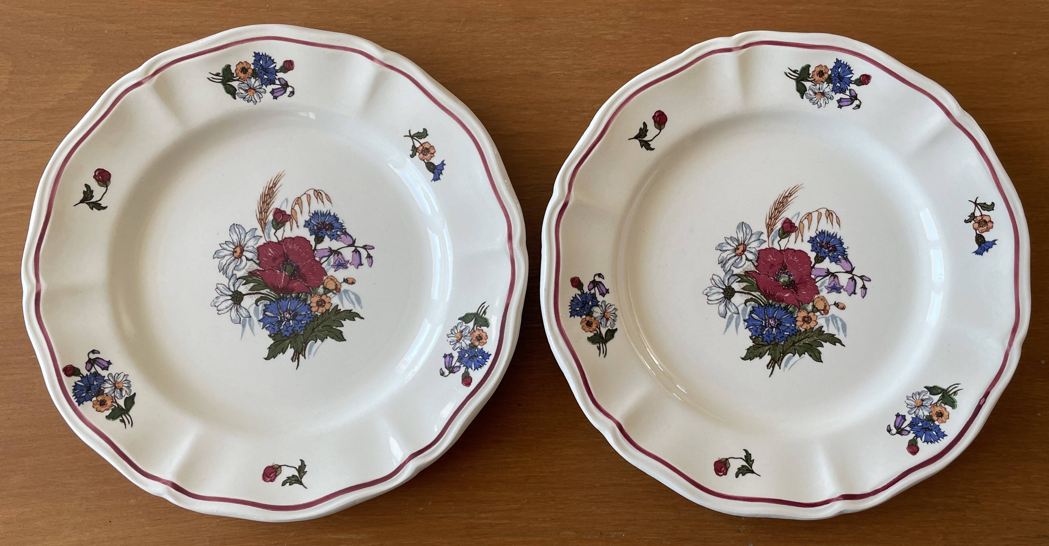 8 antique dessert plates in Sarreguemines earthenware