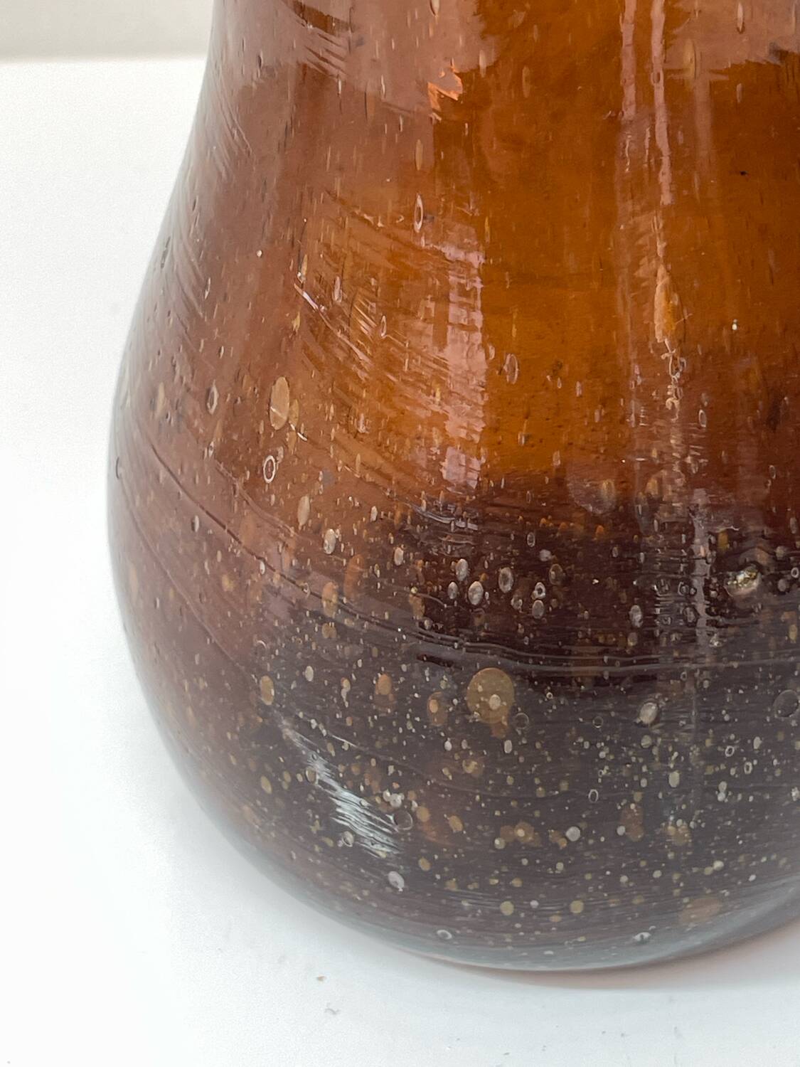 Vintage amber blown glass artisanal vase