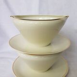 Ensemble de 2 bols à soupe / saucières à bords dorés de Bavière Allemagne avec plaque inférieure attachée