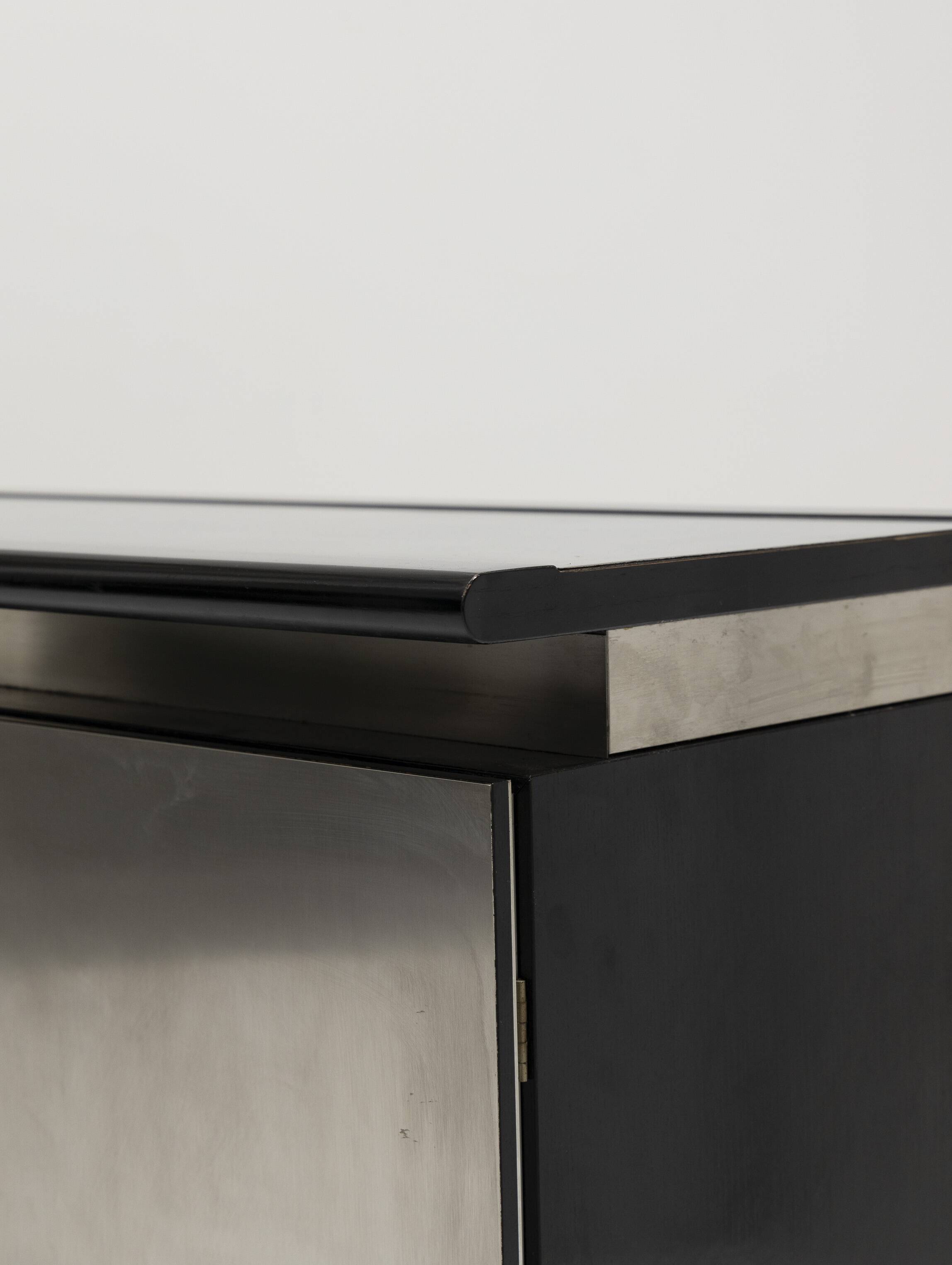 Brushed steel sideboard, lodovico acerbis, 1970s