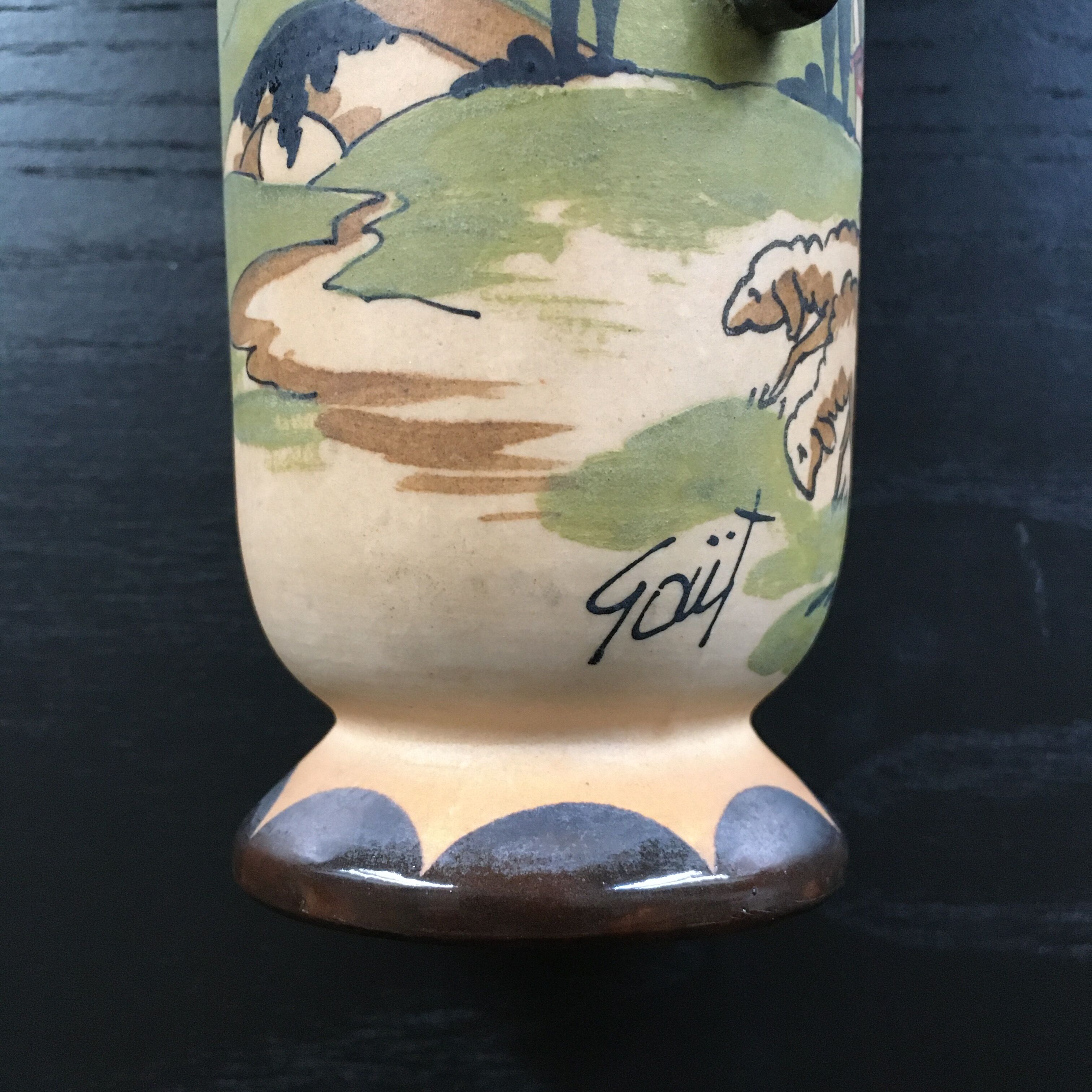 Basque art stoneware vase