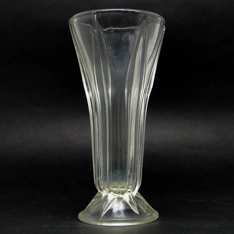 Art Deco vase, transparent glass, Poland, 1950s