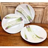 3 assiettes à asperges barbotine Luneville