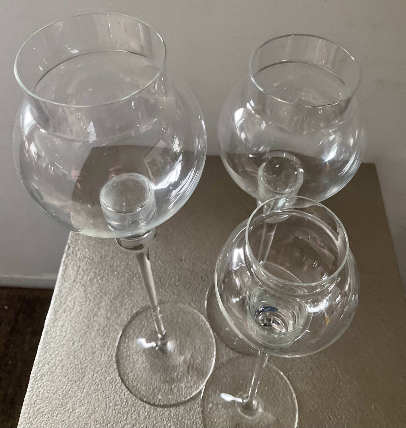 Trio of blown glass vases