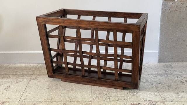 Vintage woven oak magazine rack