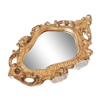 Old rock mirror, golden patina, resin 32x20cm