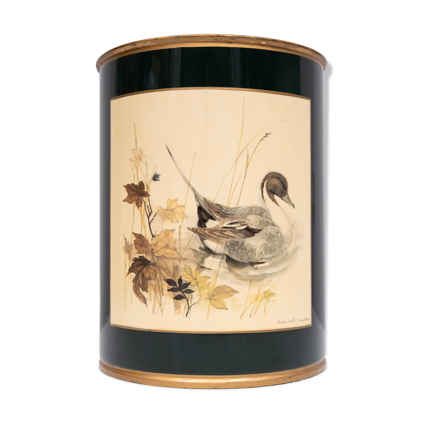 English Metal Waste Basked Bird lithograph 1960s