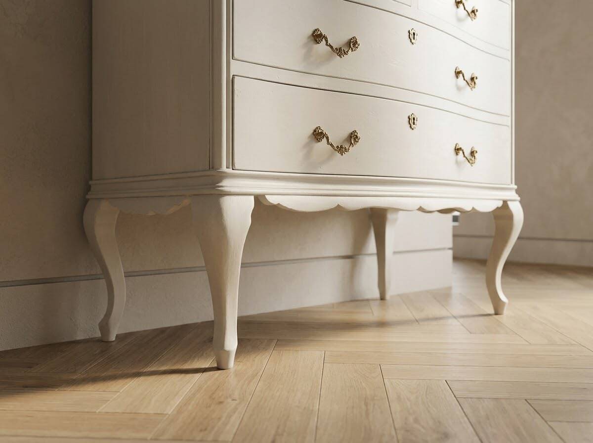 Commode vintage courbée avec plateau en marbre - Rénovée