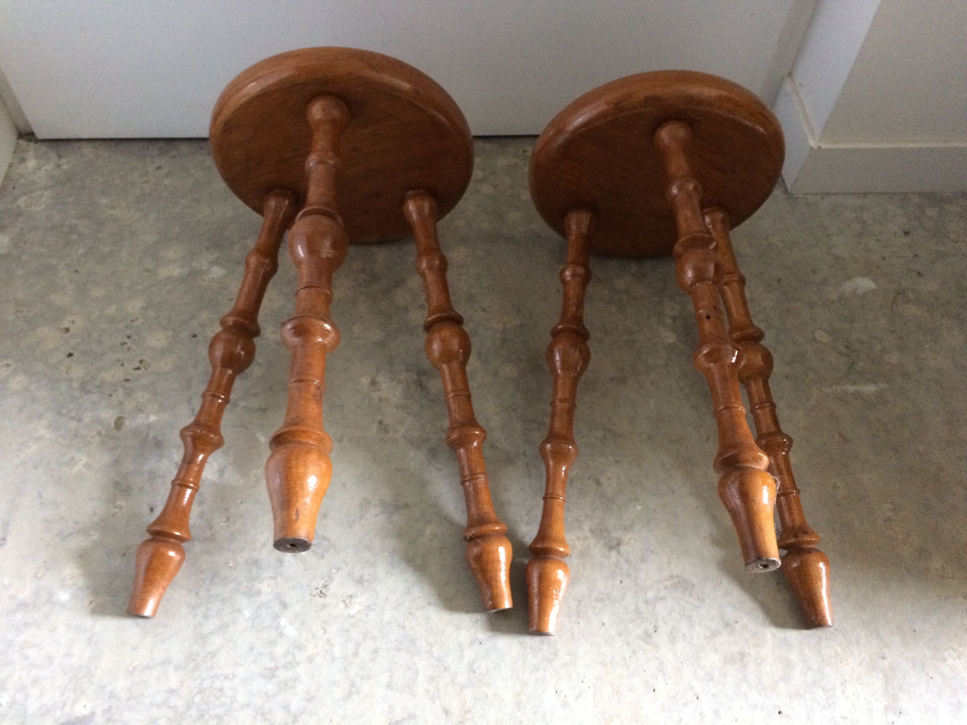 Pair of vintage tripod stools
