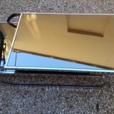 Chrome coffee table with smoked glass from the 70s