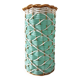 Vintage celadon green scoubidou vase with rattan — 1960s-70s