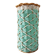 Vintage celadon green scoubidou vase with rattan — 1960s-70s