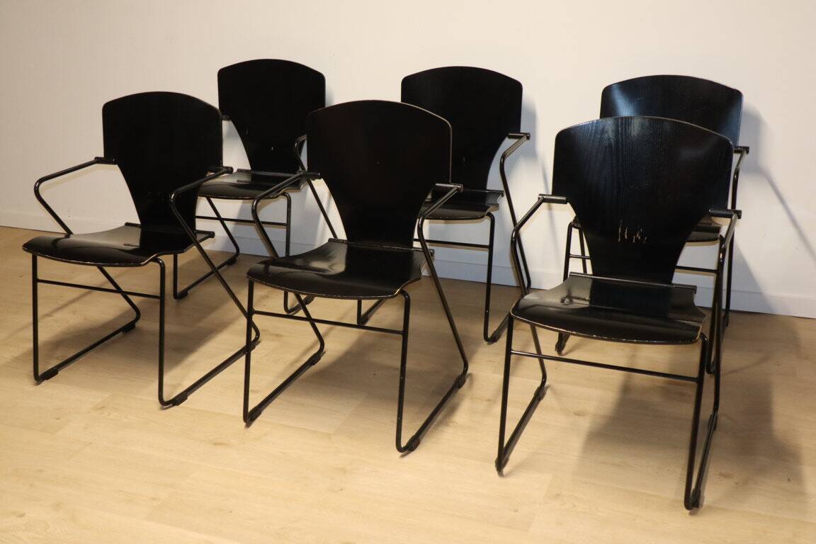 Série de 6 chaises EGOA 300 par Josep Mora - 1980