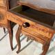 Pair of antique bedside tables with marble top and ceramic niche