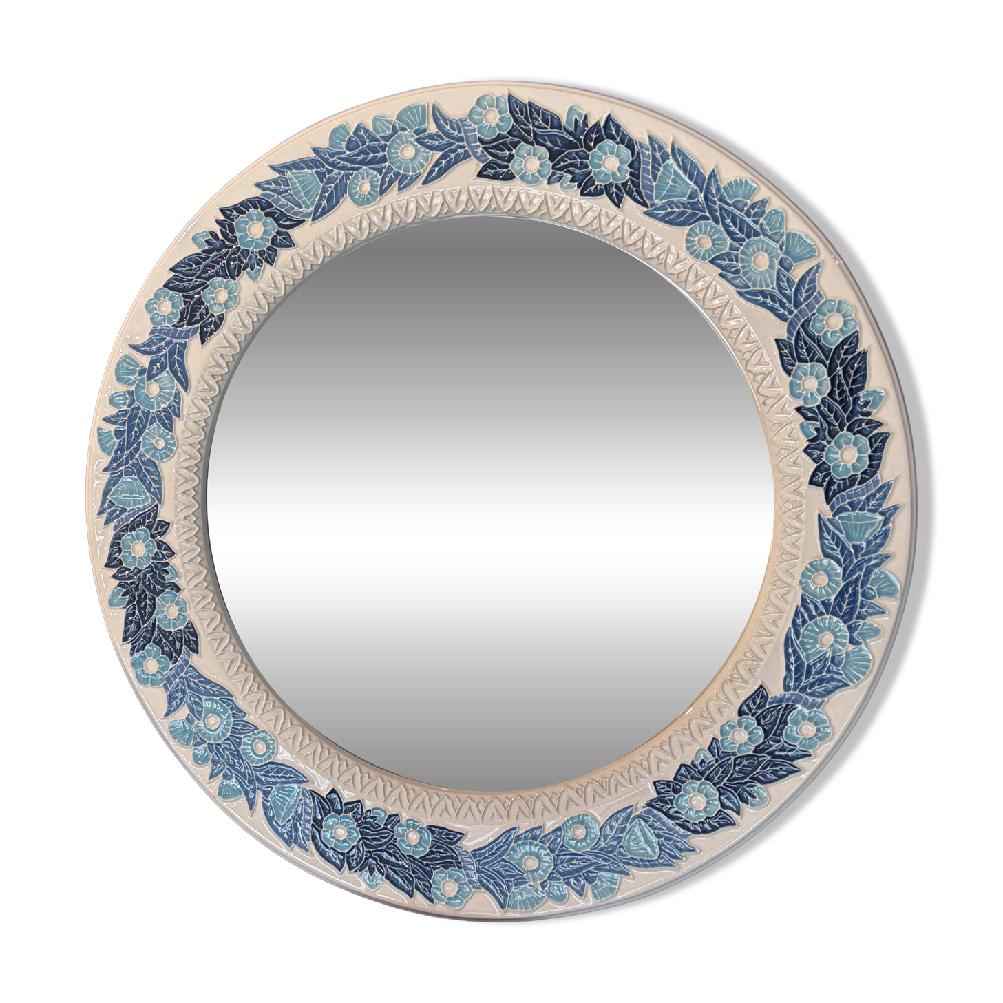 Handmade floral ceramic mirror