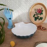 Oven dish in the shape of a blue scallop shell - Vintage