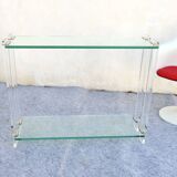 Console Design Marais International Glass and Plexiglas, circa 1980