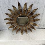 Aged metal sun mirror country decoration