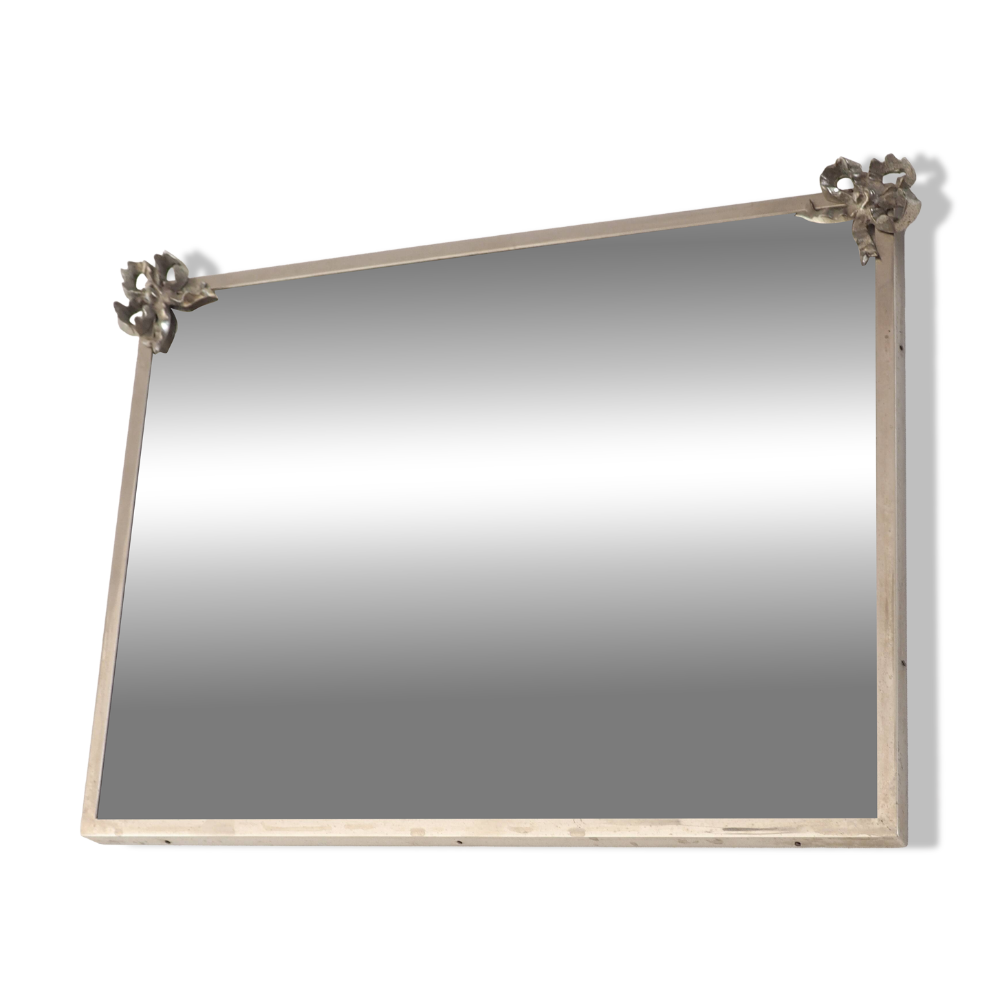 Antique mirror with silver metal rim