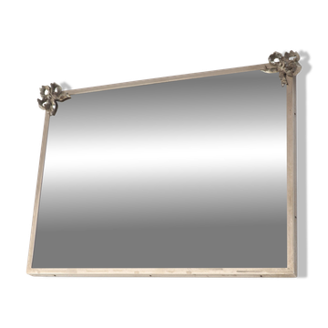 Antique mirror with silver metal rim