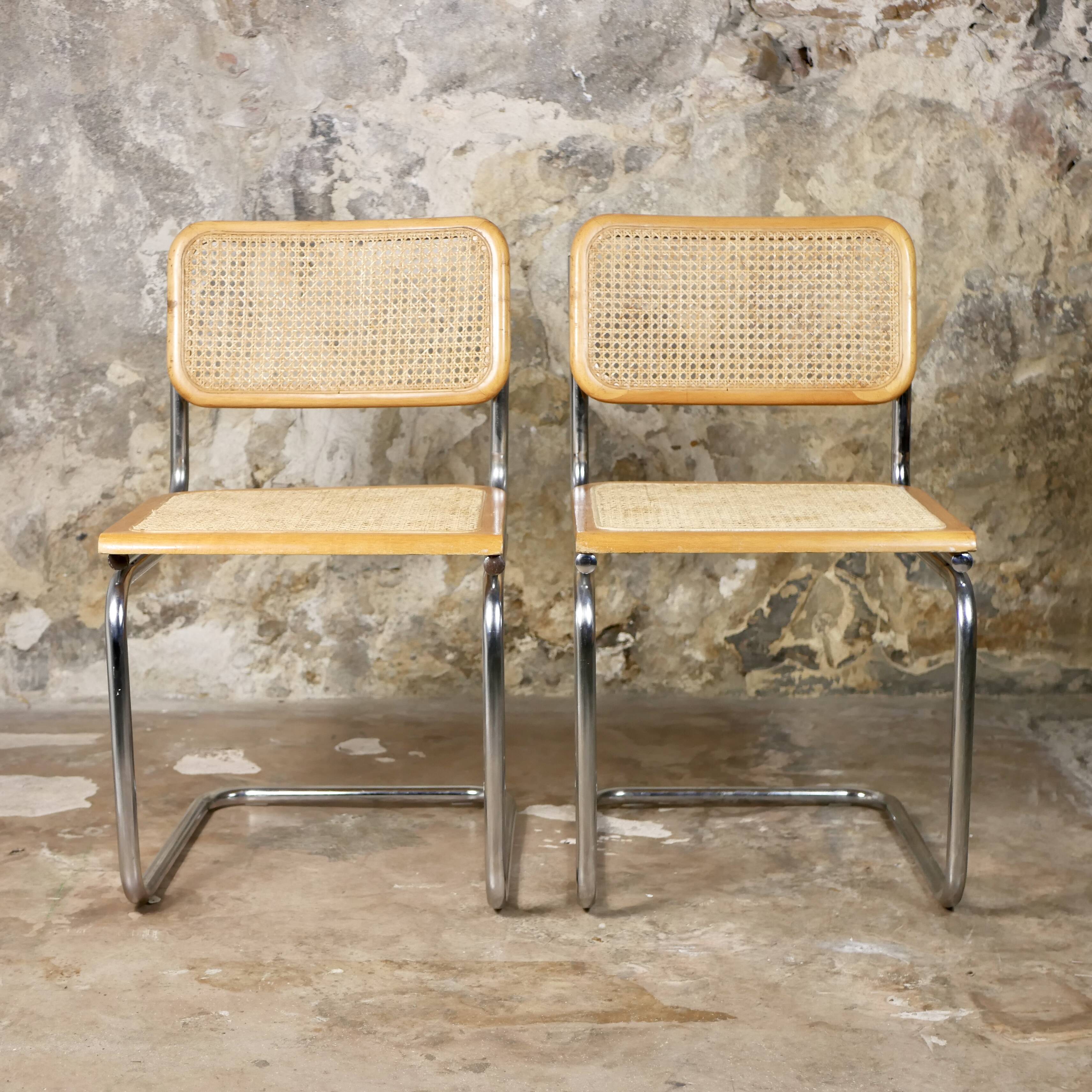 Pair of Cesca B32 wooden chairs, made in Italy, 1970s