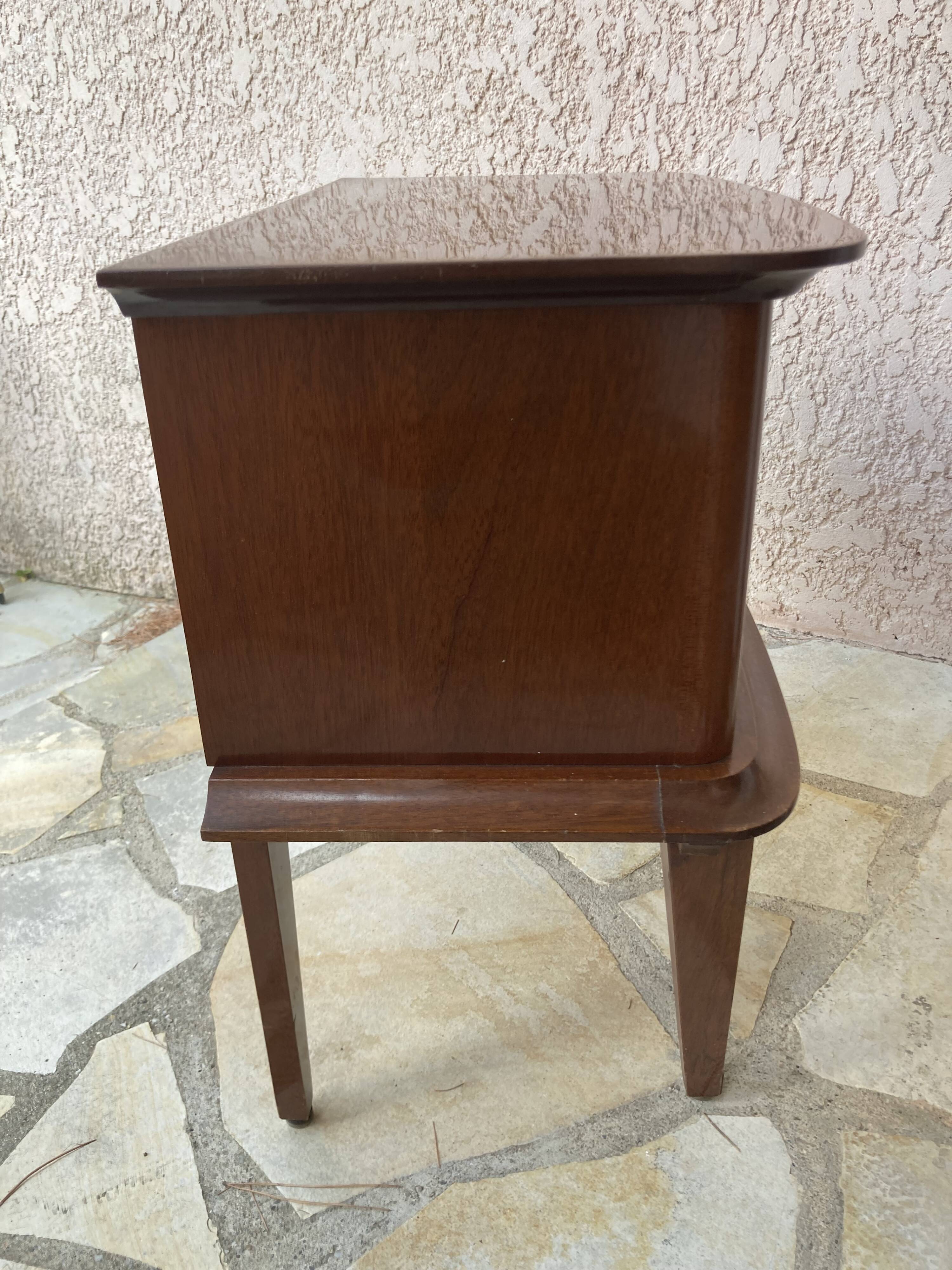 varnished rosewood bedside table