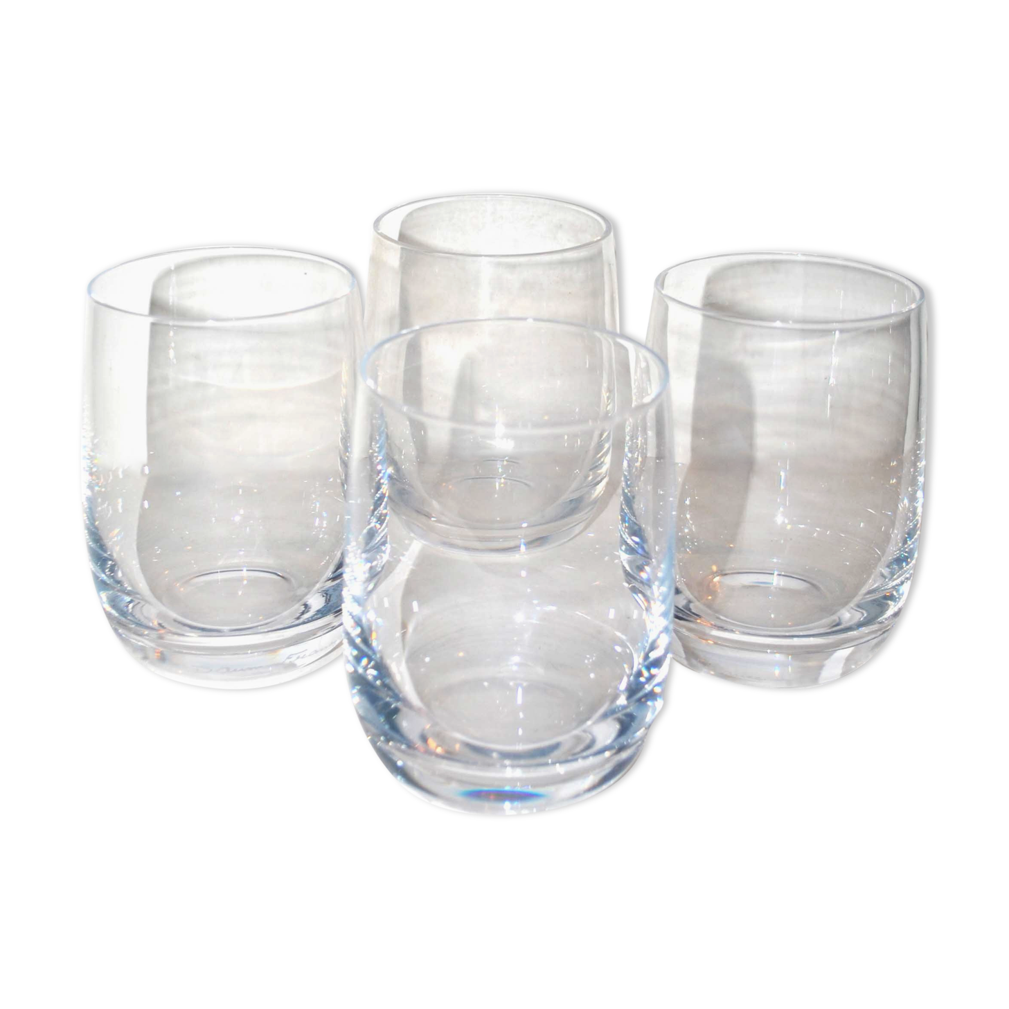 Set of 4 water glasses or whisky in Daum crystal signed 11 cm
